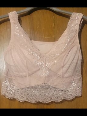 Rhonda Shear Lace Longline Bralette - Blush Pink